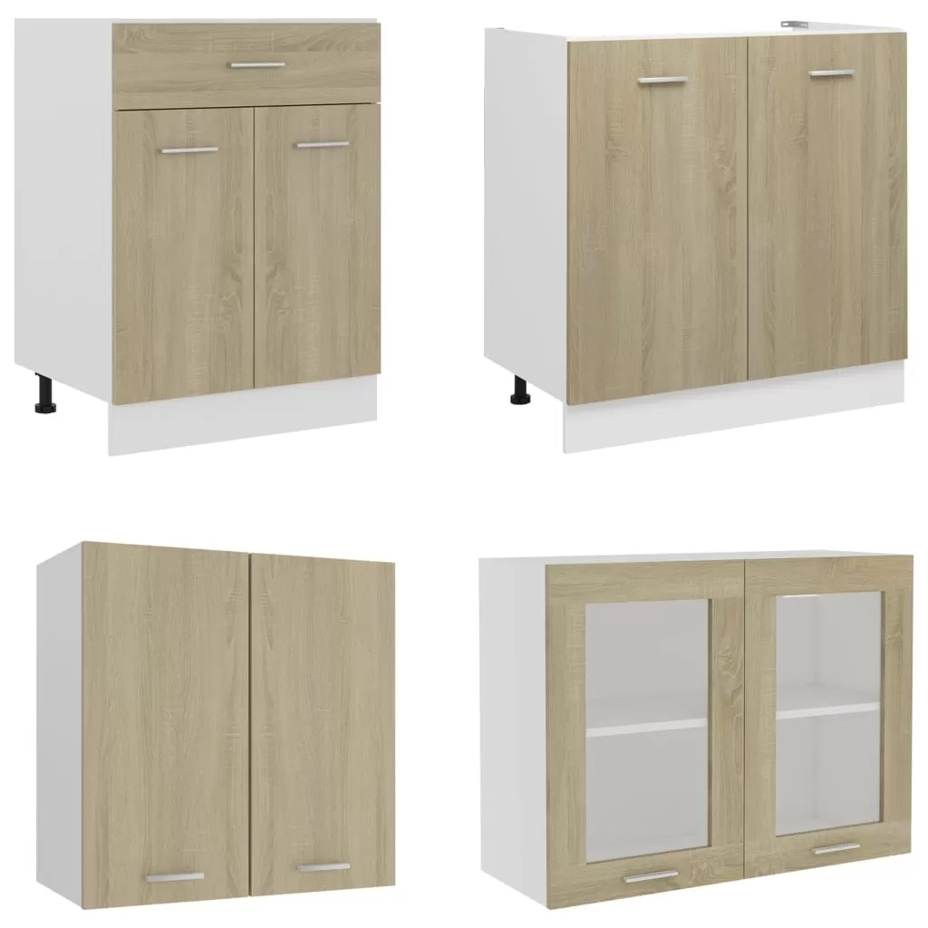 SET MOBILIER DE BUCATARIE DIN 4 PIESE, STEJAR SONOMA [4]
