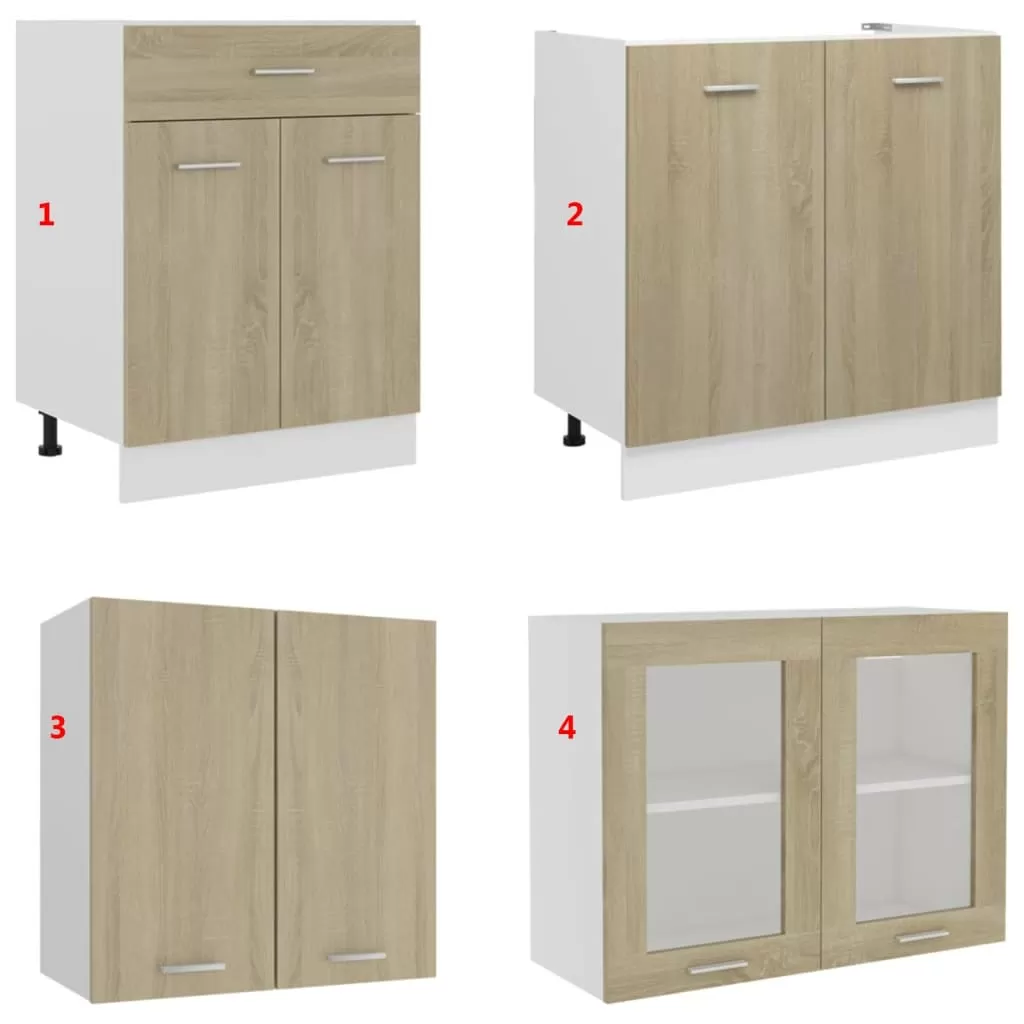 SET MOBILIER DE BUCATARIE DIN 4 PIESE, STEJAR SONOMA [9]