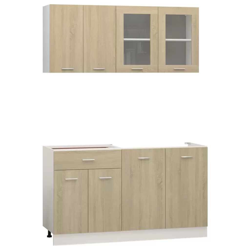 SET MOBILIER DE BUCATARIE DIN 4 PIESE, STEJAR SONOMA [2]