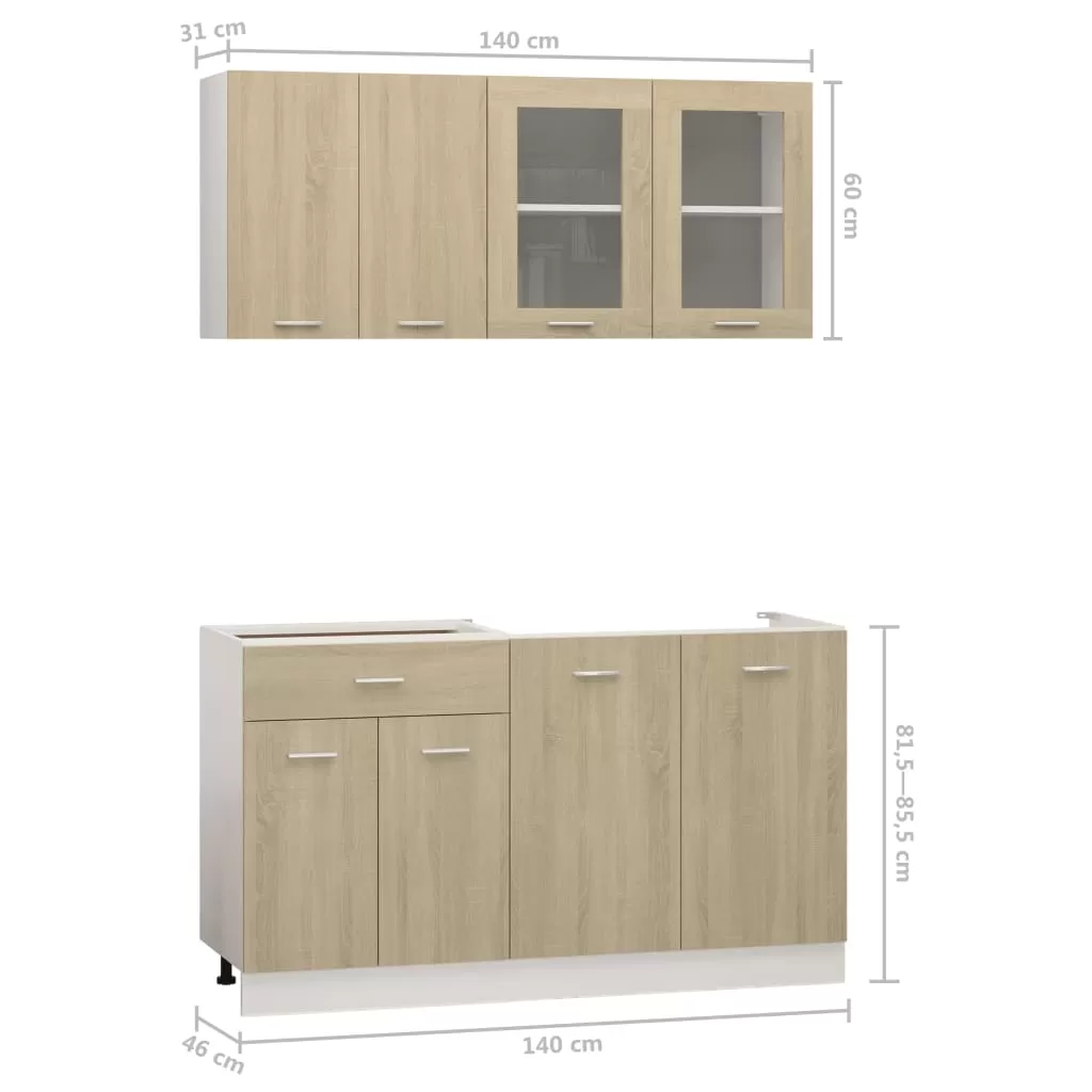 SET MOBILIER DE BUCATARIE DIN 4 PIESE, STEJAR SONOMA [8]