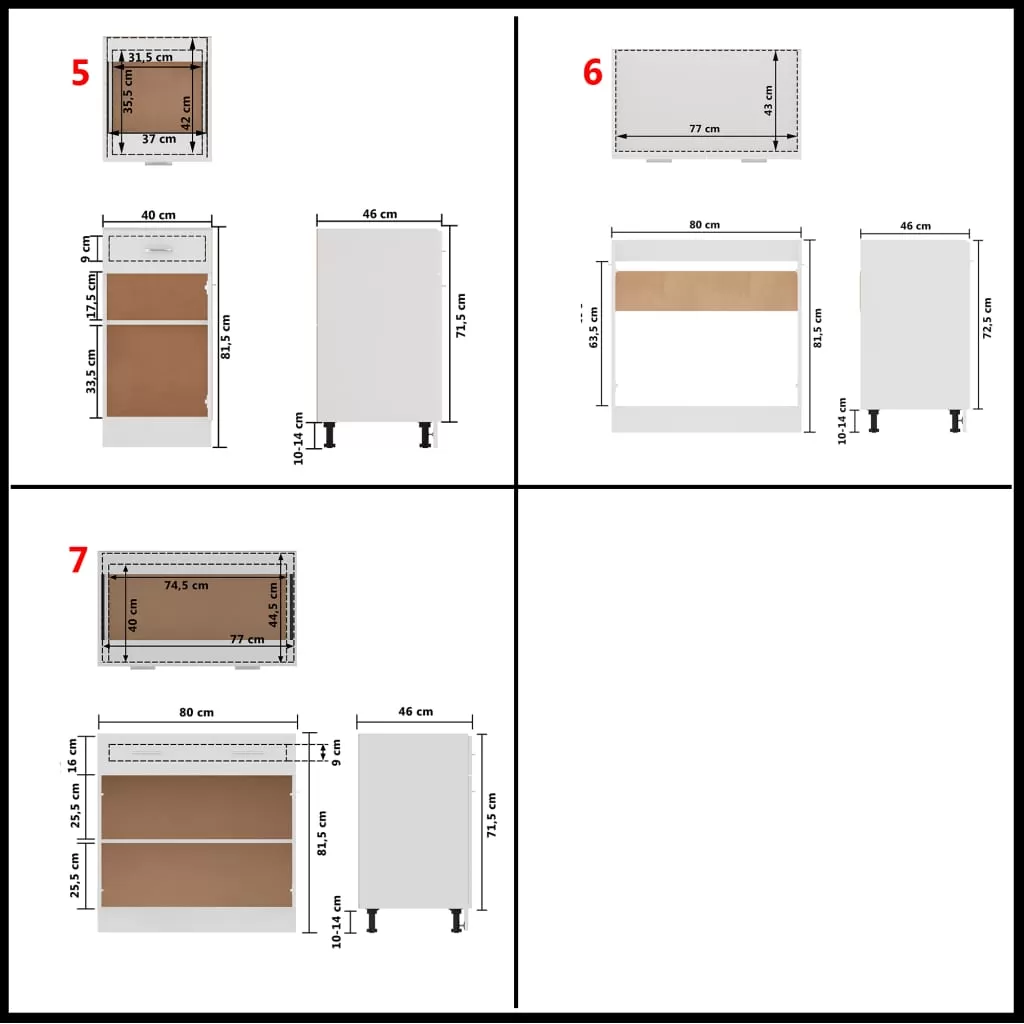 SET MOBILIER DE BUCATARIE DIN 7 PIESE, ALB LUCIOS [10]