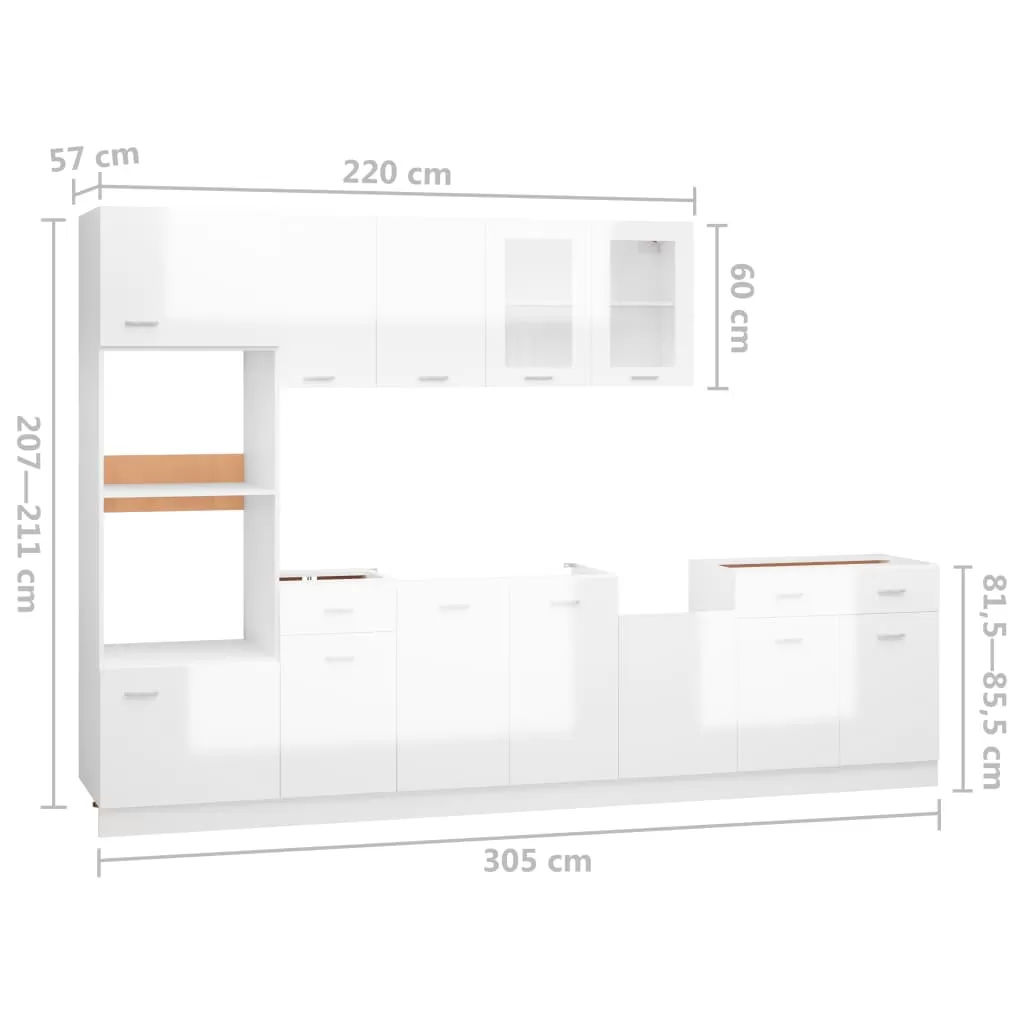 SET MOBILIER DE BUCATARIE DIN 7 PIESE, ALB LUCIOS [7]