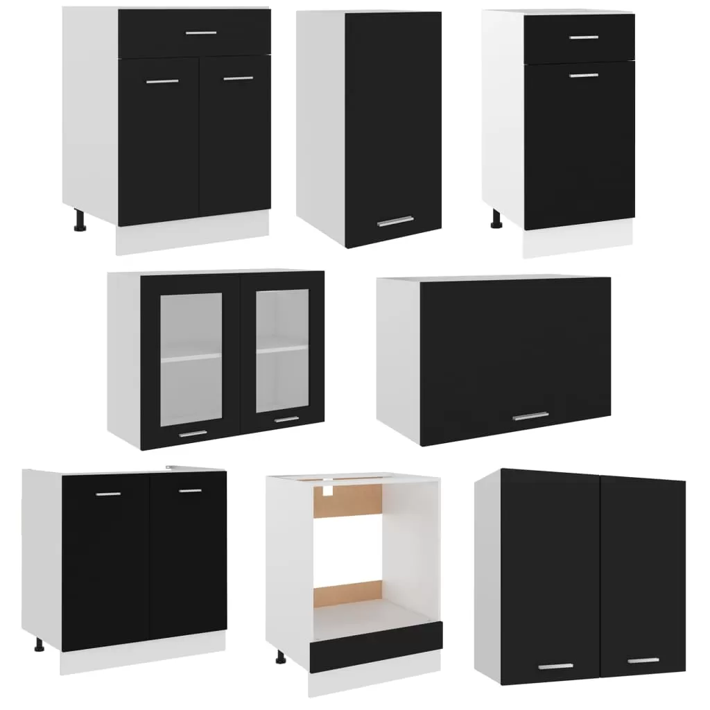 SET MOBILIER DE BUCATARIE DIN 8 PIESE, NEGRU [4]