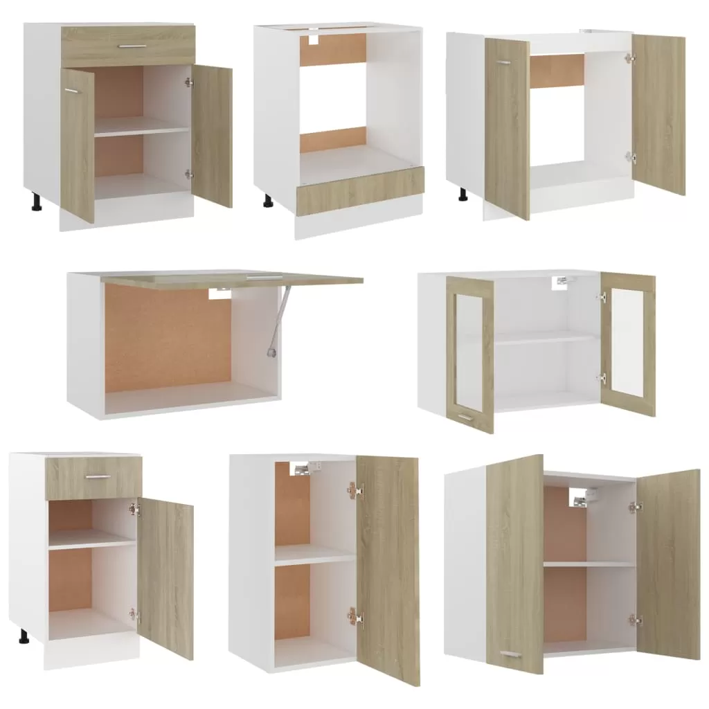 SET MOBILIER DE BUCATARIE DIN 8 PIESE, STEJAR SONOMA [5]