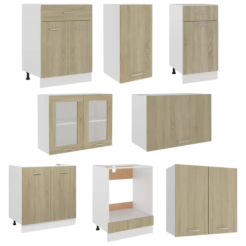 SET MOBILIER DE BUCATARIE DIN 8 PIESE, STEJAR SONOMA [4]