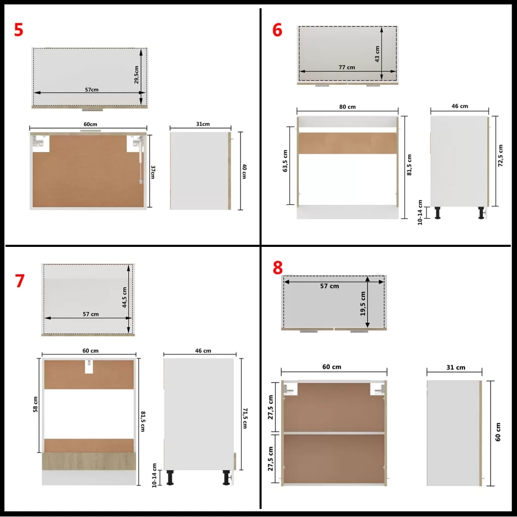 SET MOBILIER DE BUCATARIE DIN 8 PIESE, STEJAR SONOMA [11]