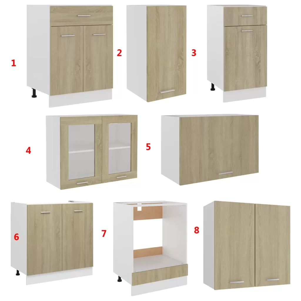 SET MOBILIER DE BUCATARIE DIN 8 PIESE, STEJAR SONOMA [9]