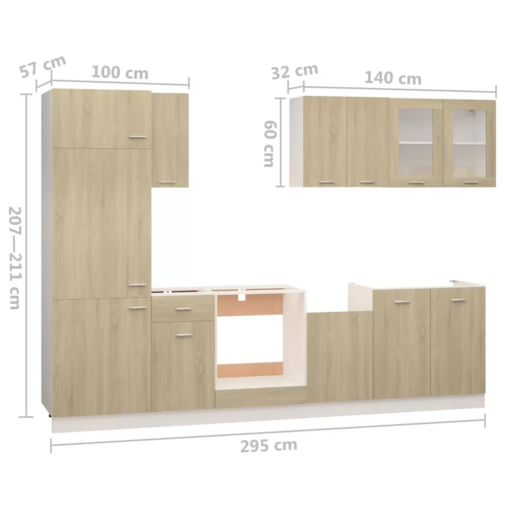 SET MOBILIER DE BUCATARIE DIN 8 PIESE, STEJAR SONOMA [8]
