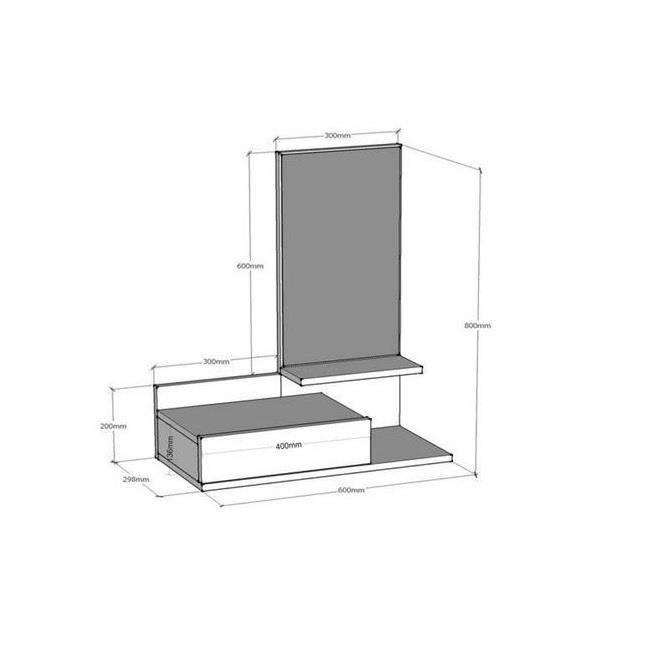 SET MOBILIER HOL, SUSPENDAT, PAL MELAMINAT, CU OGLINDA, 1 SERTAR, 2 RAFTURI, ALB, 60X29.8X80 CM, MIRROR, MINAR [3]