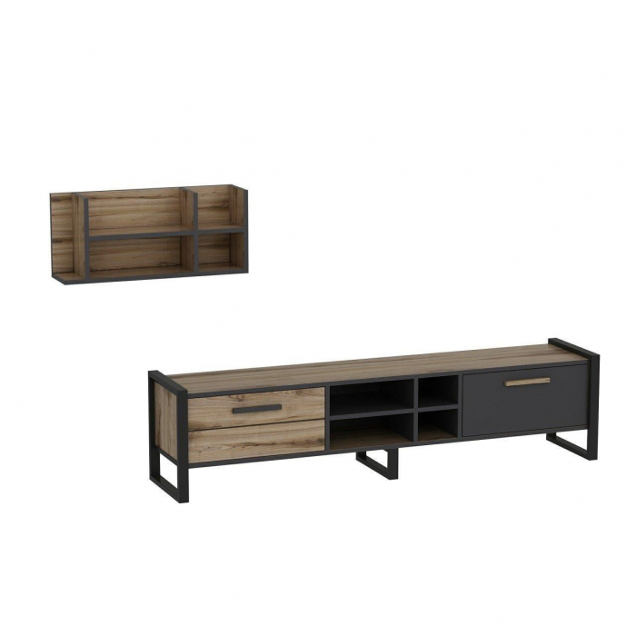 SET MOBILIER SUFRAGERIE, 4 CORPURI, PAL MELAMINAT, NATUR SI ANTRACIT, LENOIR, MINAR [5]