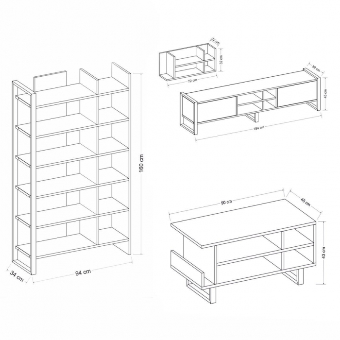 SET MOBILIER SUFRAGERIE, 4 CORPURI, PAL MELAMINAT, NATUR SI ANTRACIT, LENOIR, MINAR [2]
