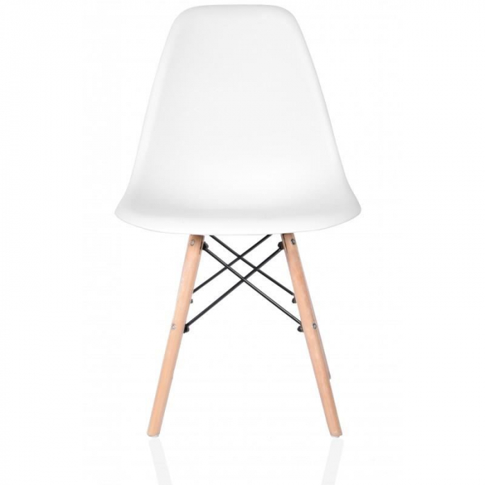 SET SCAUN STIL SCANDINAV, 4 BUCATI, LEMN SI PP, ALB, MAX 125 KG, 46X50X82 CM [6]