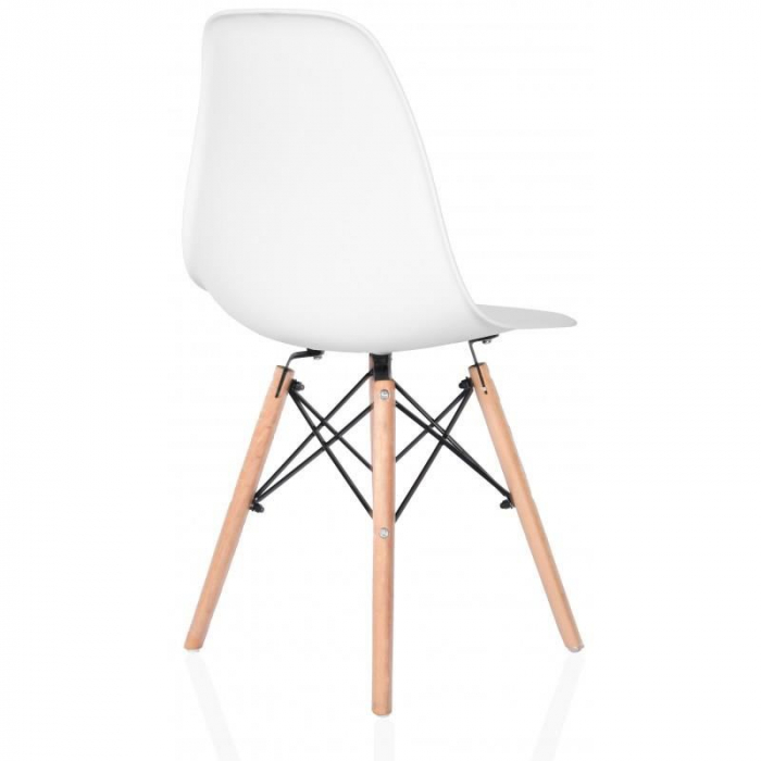 SET SCAUN STIL SCANDINAV, 4 BUCATI, LEMN SI PP, ALB, MAX 125 KG, 46X50X82 CM [5]