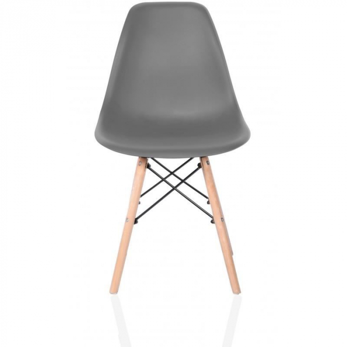 SET SCAUN STIL SCANDINAV, 4 BUCATI, LEMN SI PP, GRI, MAX 125 KG, 46X50X82 CM [5]
