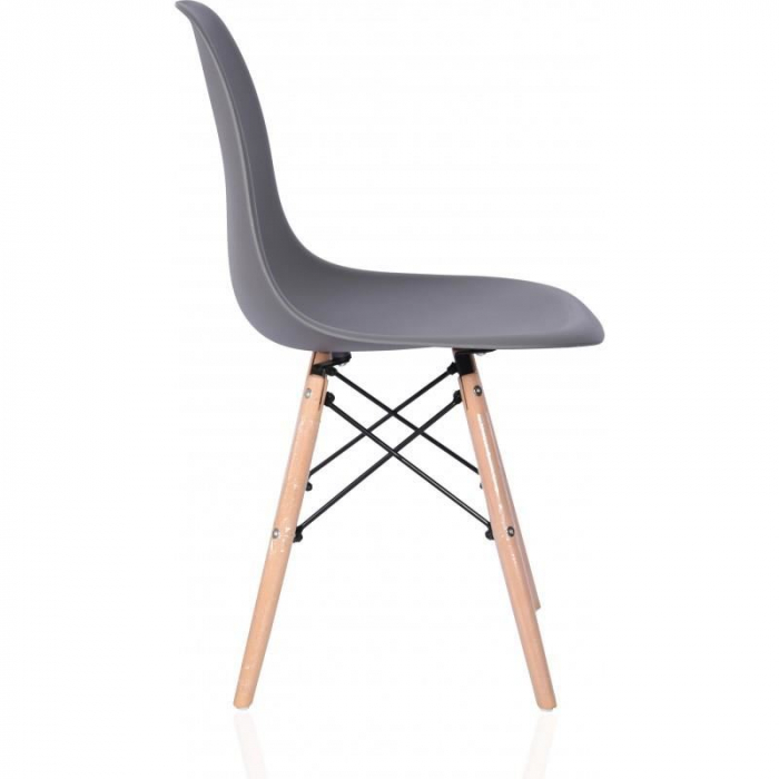 SET SCAUN STIL SCANDINAV, 4 BUCATI, LEMN SI PP, GRI, MAX 125 KG, 46X50X82 CM [6]