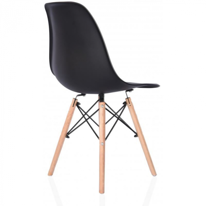 SET SCAUN STIL SCANDINAV, 4 BUCATI, LEMN SI PP, NEGRU, MAX 125 KG, 46X50X82 CM [4]
