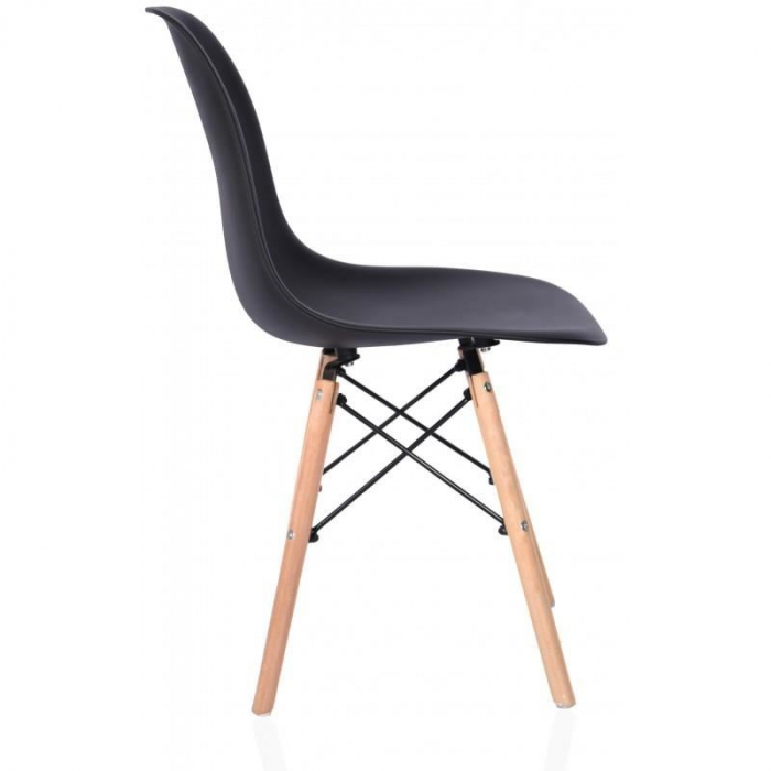 SET SCAUN STIL SCANDINAV, 4 BUCATI, LEMN SI PP, NEGRU, MAX 125 KG, 46X50X82 CM [7]