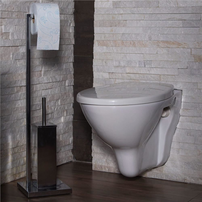SUPORT PENTRU HARTIE IGIENICA CU PERIE WC, METAL, CROMAT, 75 CM, SPRINGOS [2]