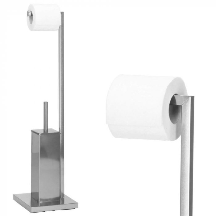 SUPORT PENTRU HARTIE IGIENICA CU PERIE WC, METAL, CROMAT, 75 CM, SPRINGOS [3]