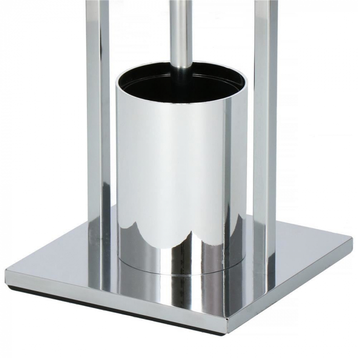 SUPORT PENTRU HARTIE IGIENICA CU PERIE WC, METAL SI BAMBUS, CROM, 75.5 CM, SPRINGOS [7]