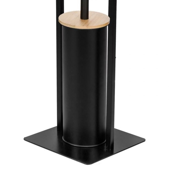 SUPORT PENTRU HARTIE IGIENICA CU PERIE WC, METAL SI BAMBUS, NEGRU, 60 CM [10]