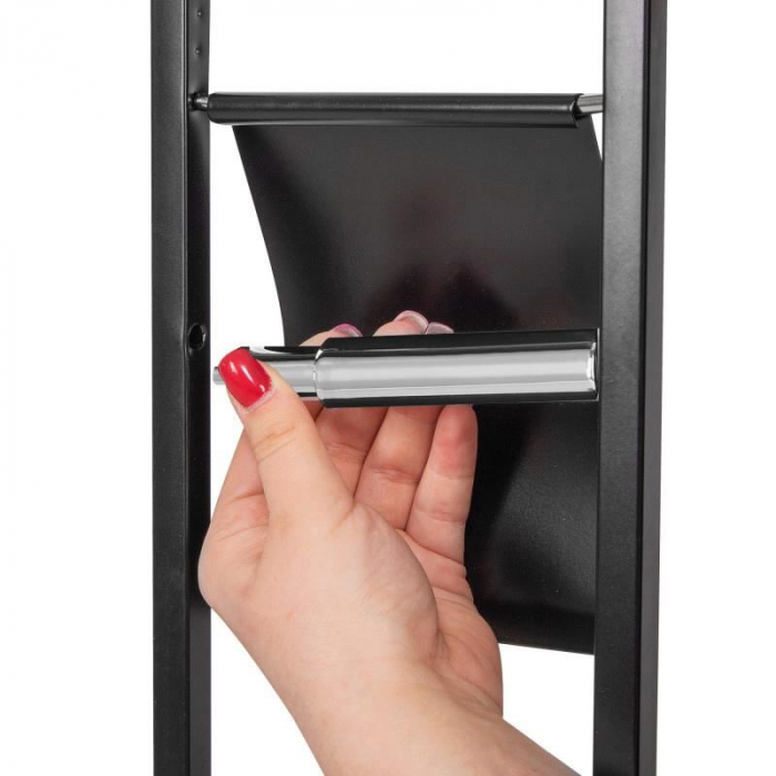 SUPORT PENTRU HARTIE IGIENICA CU PERIE WC, METAL SI BAMBUS, NEGRU, 60 CM [4]