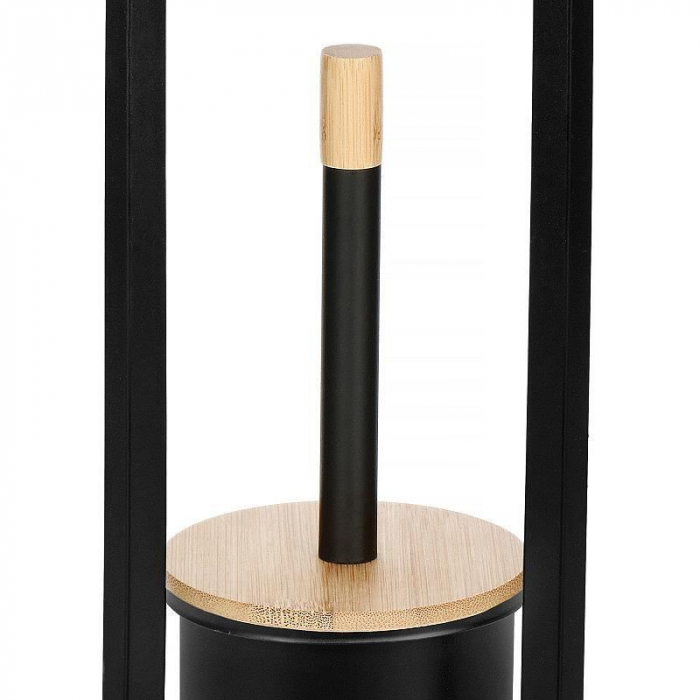 SUPORT PENTRU HARTIE IGIENICA CU PERIE WC, METAL SI BAMBUS, NEGRU, 60 CM [2]