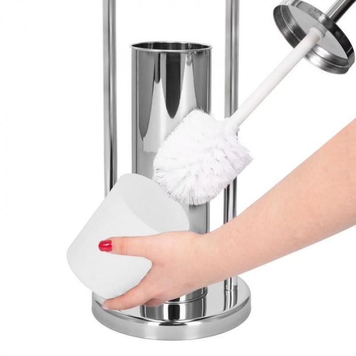 SUPORT PENTRU HARTIE IGIENICA CU PERIE WC, METALIC, CROMAT, 80 CM [6]