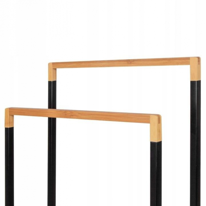 SUPORT PENTRU PROSOAPE DE BAIE, METALIC + BAMBUS, 2 BRATE, NEGRU, 45X21.5X84 CM, SPRINGOS [5]