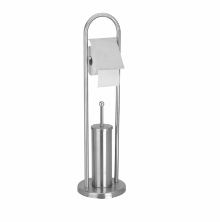 Baie - Suport vertical din inox pentru hârtie igienică și perie WC