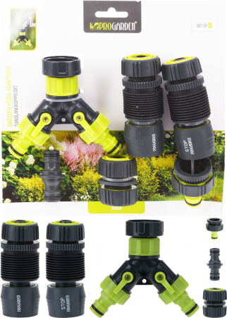 Diverse Accesorii - Set conectori și adaptoare furtun grădină, 6 piese, ProGarden – distribuitor Y, racorduri rapide și cuplaje