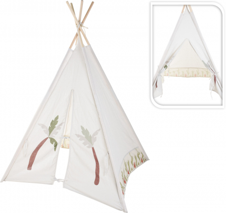 Cort Teepee alb pentru copii cu detalii naturale [1]