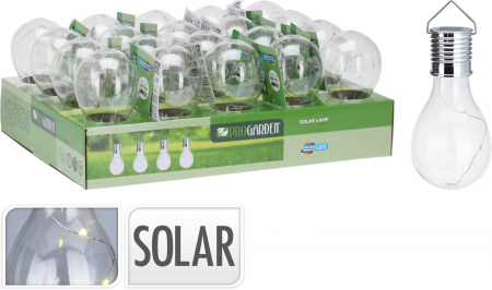 Iluminat gradina - Lampă solară, formă de bec transparent, LED, pentru grădină, terasă și exterior