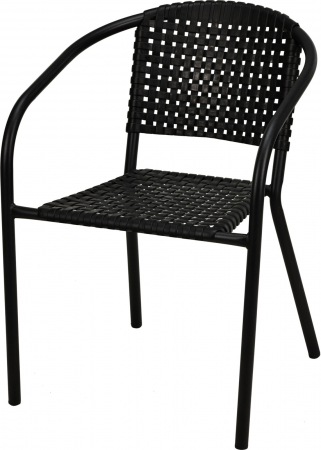 Scaune gradina si sezlonguri - Scaun de grădină cu spătar împletit, cadru metalic, design modern,