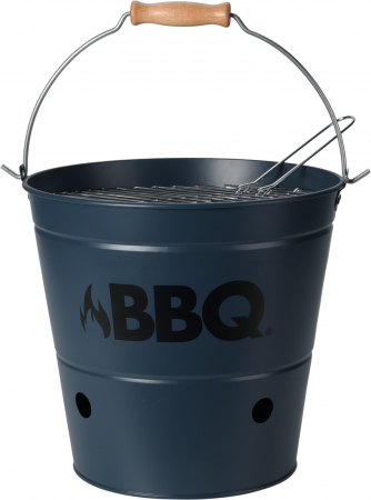 Grill si Accesorii - Grătar portabil tip găleată din metal, Ø26 cm, culoare albastru închis