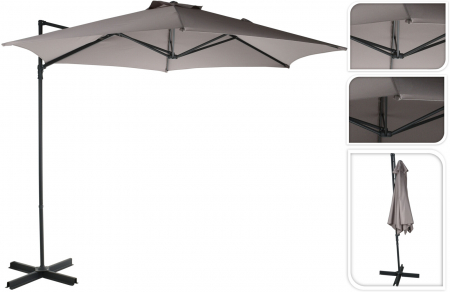Umbrele si Pergole - Umbrelă suspendată de grădină, model lateral cu braț, design rotativ, culoare gri