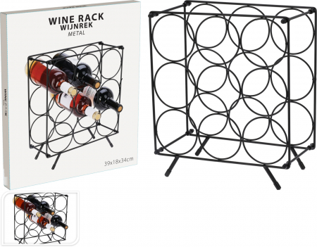Diverse Accesorii - Suport metalic vertical pentru sticle de vin, 12 sticle, 39x18x34 cm