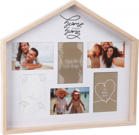 Diverse Accesorii - Ramă foto colaj Home Sweet Home în formă de căsuță, 6 poze
