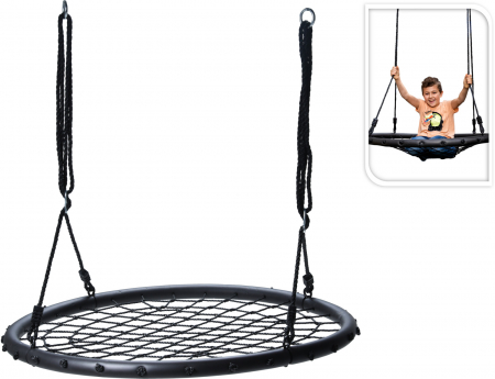 Mobilier Gradina - Leagăn tip cuib pentru copii, rotund, Ø100 cm, negru