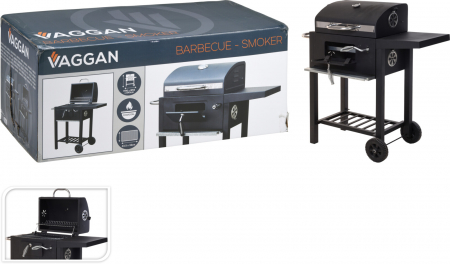 Grill si Accesorii - Grătar și afumătoare pe cărbuni cu capac, termometru și spațiu de depozitare