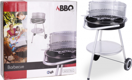 Grill si Accesorii - Grătar rotund pe cărbuni cu raft și roți