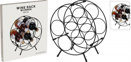Diverse Accesorii - Suport sticle vin metalic rotund, design modern, 31x18x33 cm