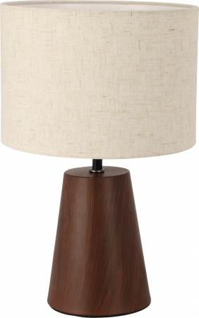 Diverse Accesorii - Lampă de masă decorativă cu abajur textil și bază efect lemn