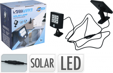 Iluminat gradina - Lampa solară de exterior cu senzor de mișcare, panou solar separat, LED puternic