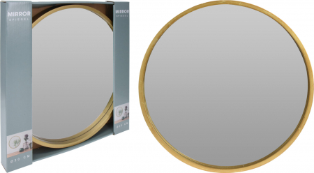 Mobilier hol - Oglindă Rotundă cu Ramă Aurie, Diametru 30 cm