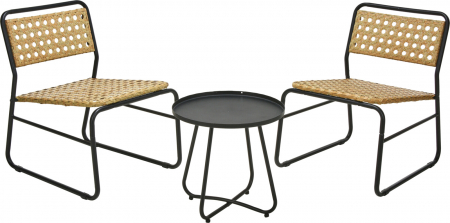 Scaune gradina si sezlonguri - Set mobilier grădină 2 scaune cu masă, structură metalică și împletitură ratan sintetic