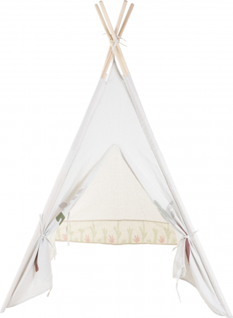 Diverse Accesorii - Cort Teepee alb pentru copii cu detalii naturale