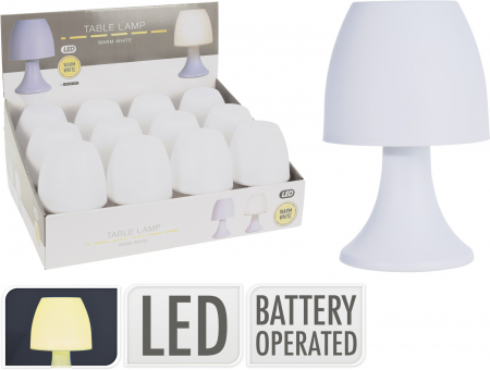 Amenajari Interioare - Lampă de masă LED, lumină caldă albă, funcționare pe baterii – design compact pentru decor interior