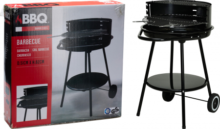 Grill si Accesorii - Grătar rotund pe cărbuni cu raft și roți,Negru
