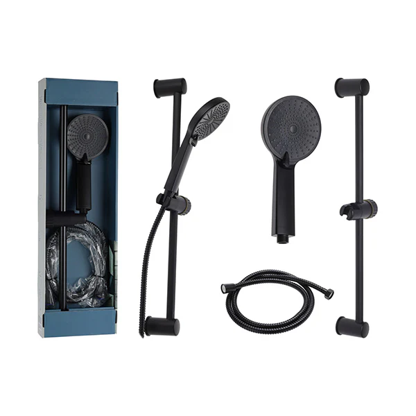 Baie - Set duș cu bară reglabilă și duș de mână – Finisaj negru mat, design modern